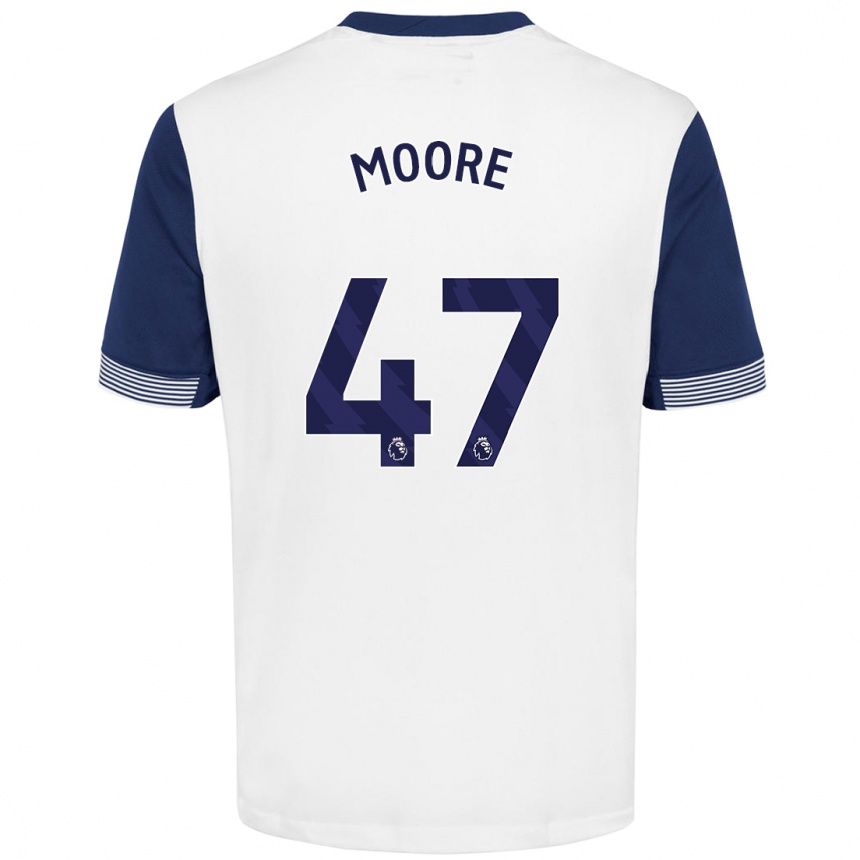 Hombre Fútbol Camiseta Mikey Moore #47 Blanco Azul 1ª Equipación 2024/25 Argentina