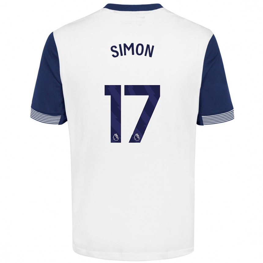 Hombre Fútbol Camiseta Kyah Simon #17 Blanco Azul 1ª Equipación 2024/25 Argentina