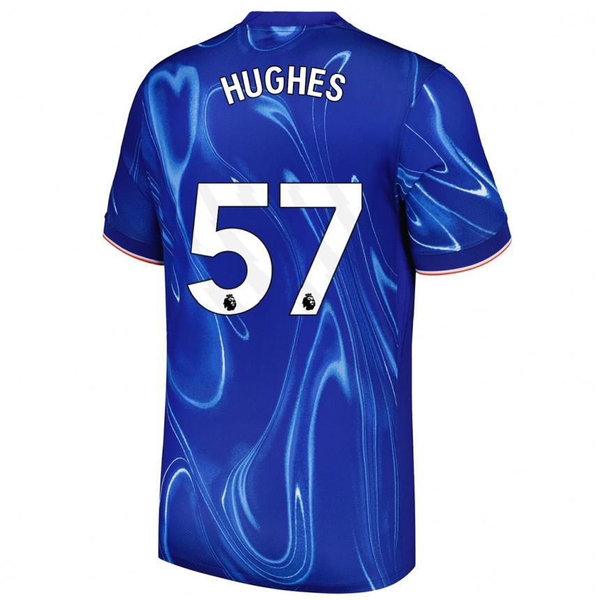 Hombre Fútbol Camiseta Brodi Hughes #57 Azul Blanco 1ª Equipación 2024/25 Argentina