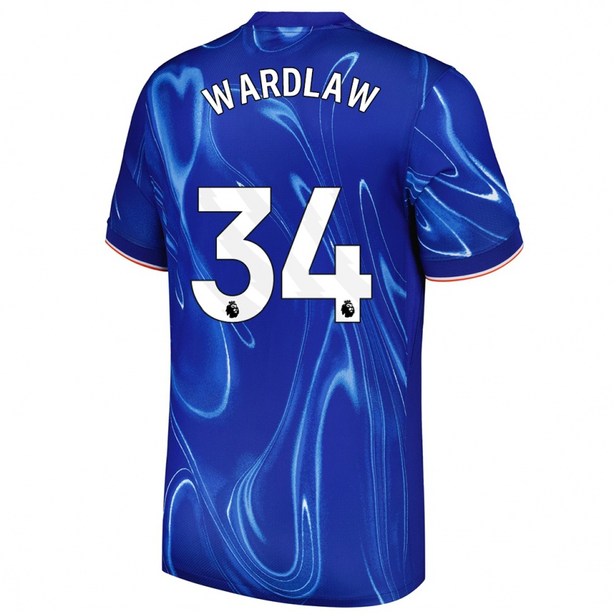 Hombre Fútbol Camiseta Charlotte Wardlaw #34 Azul Blanco 1ª Equipación 2024/25 Argentina