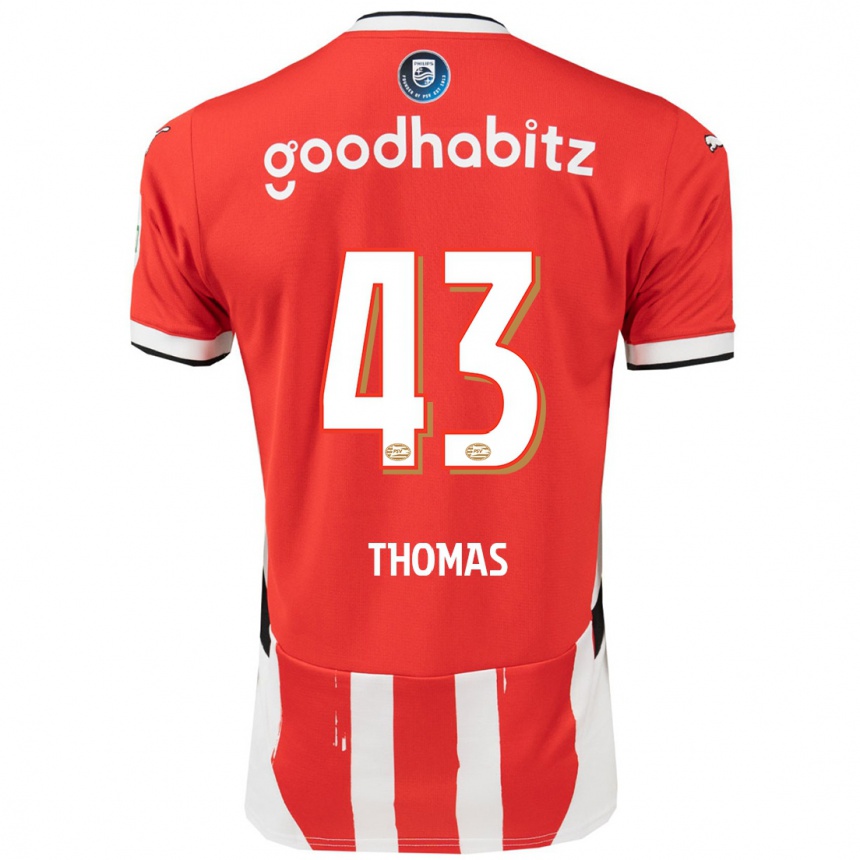 Hombre Fútbol Camiseta Kealyn Thomas #43 Rojo Blanco 1ª Equipación 2024/25 Argentina