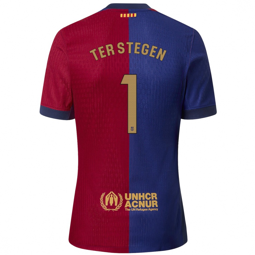 Hombre Fútbol Camiseta Marc-Andre Ter Stegen #1 Azul Rojo 1ª Equipación 2024/25 Argentina