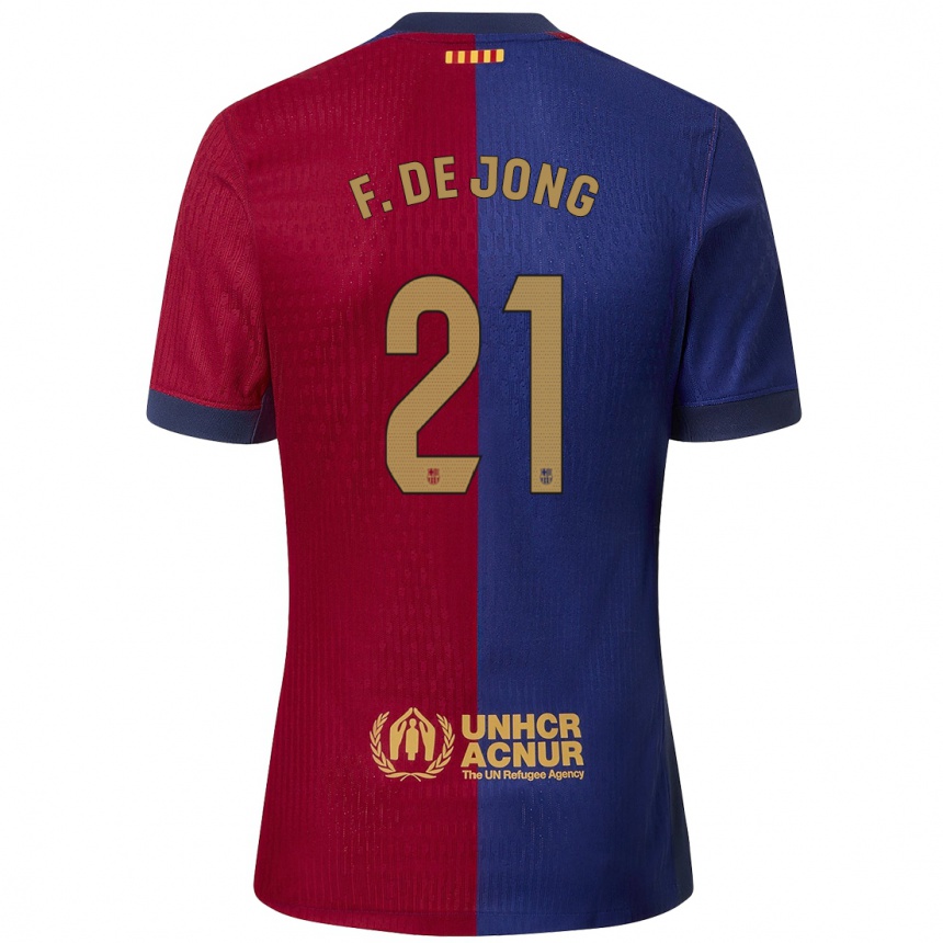 Hombre Fútbol Camiseta Frenkie De Jong #21 Azul Rojo 1ª Equipación 2024/25 Argentina