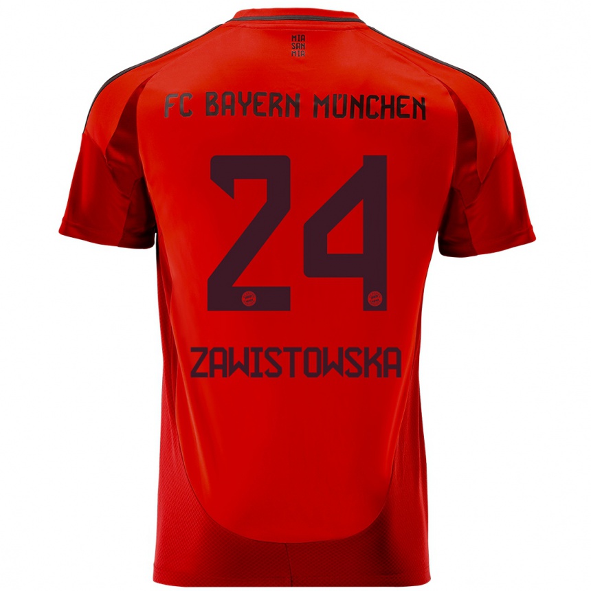 Hombre Fútbol Camiseta Weronika Zawistowska #24 Rojo 1ª Equipación 2024/25 Argentina