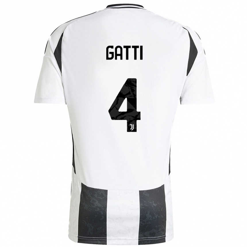 Hombre Fútbol Camiseta Federico Gatti #4 Blanco Negro 1ª Equipación 2024/25 Argentina