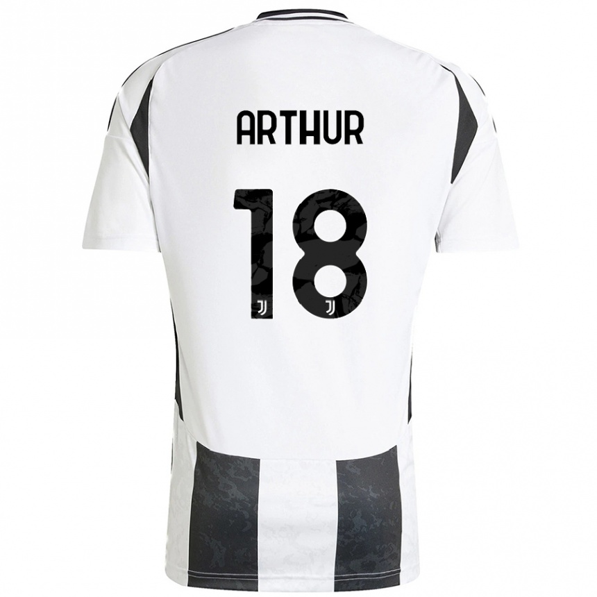 Hombre Fútbol Camiseta Arthur Melo #18 Blanco Negro 1ª Equipación 2024/25 Argentina