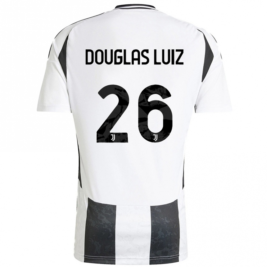 Hombre Fútbol Camiseta Douglas Luiz #26 Blanco Negro 1ª Equipación 2024/25 Argentina