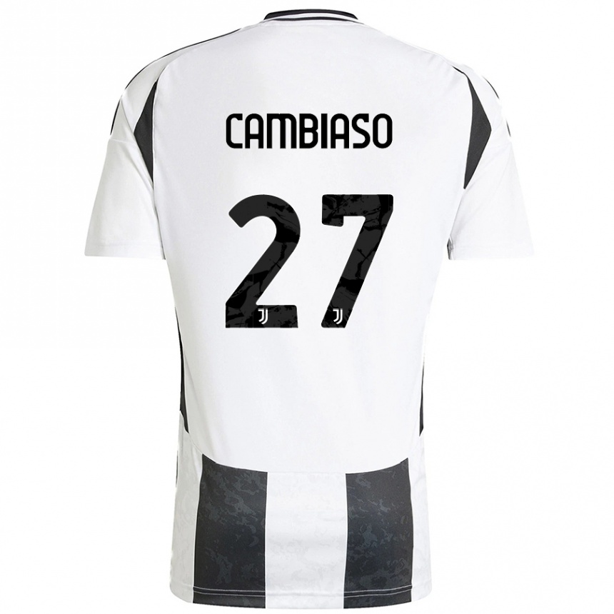 Hombre Fútbol Camiseta Andrea Cambiaso #27 Blanco Negro 1ª Equipación 2024/25 Argentina