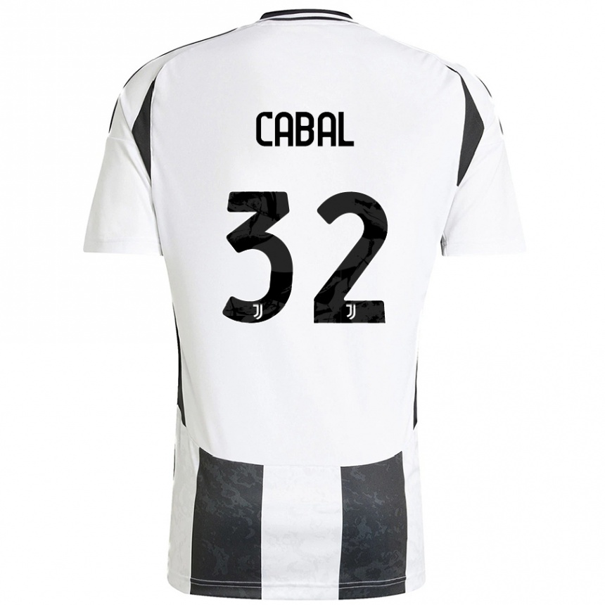 Hombre Fútbol Camiseta Juan Cabal #32 Blanco Negro 1ª Equipación 2024/25 Argentina