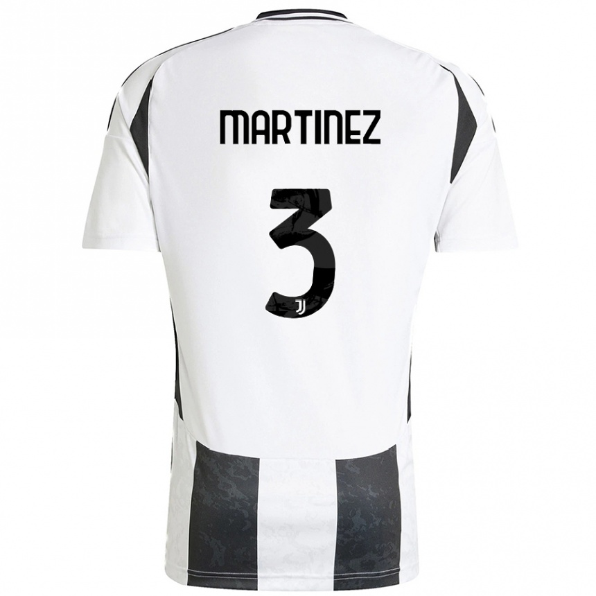 Hombre Fútbol Camiseta Bruno Martinez #3 Blanco Negro 1ª Equipación 2024/25 Argentina