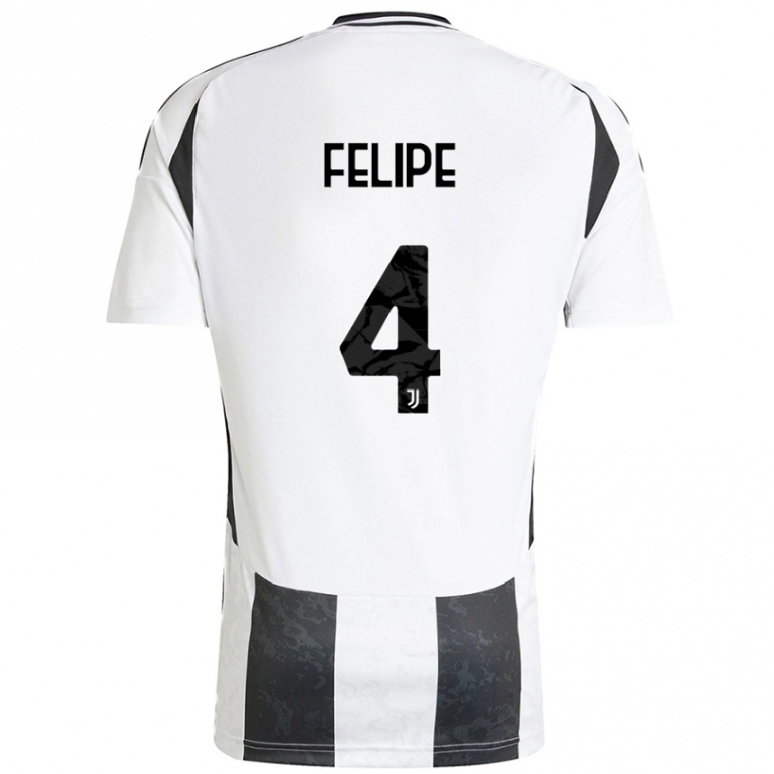 Hombre Fútbol Camiseta Pedro Felipe #4 Blanco Negro 1ª Equipación 2024/25 Argentina