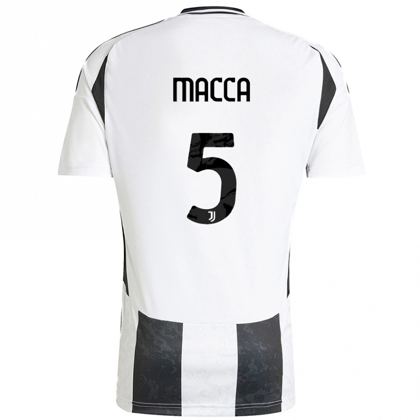 Hombre Fútbol Camiseta Federico Macca #5 Blanco Negro 1ª Equipación 2024/25 Argentina