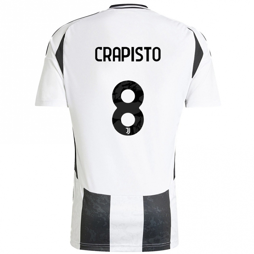 Hombre Fútbol Camiseta Francesco Crapisto #8 Blanco Negro 1ª Equipación 2024/25 Argentina