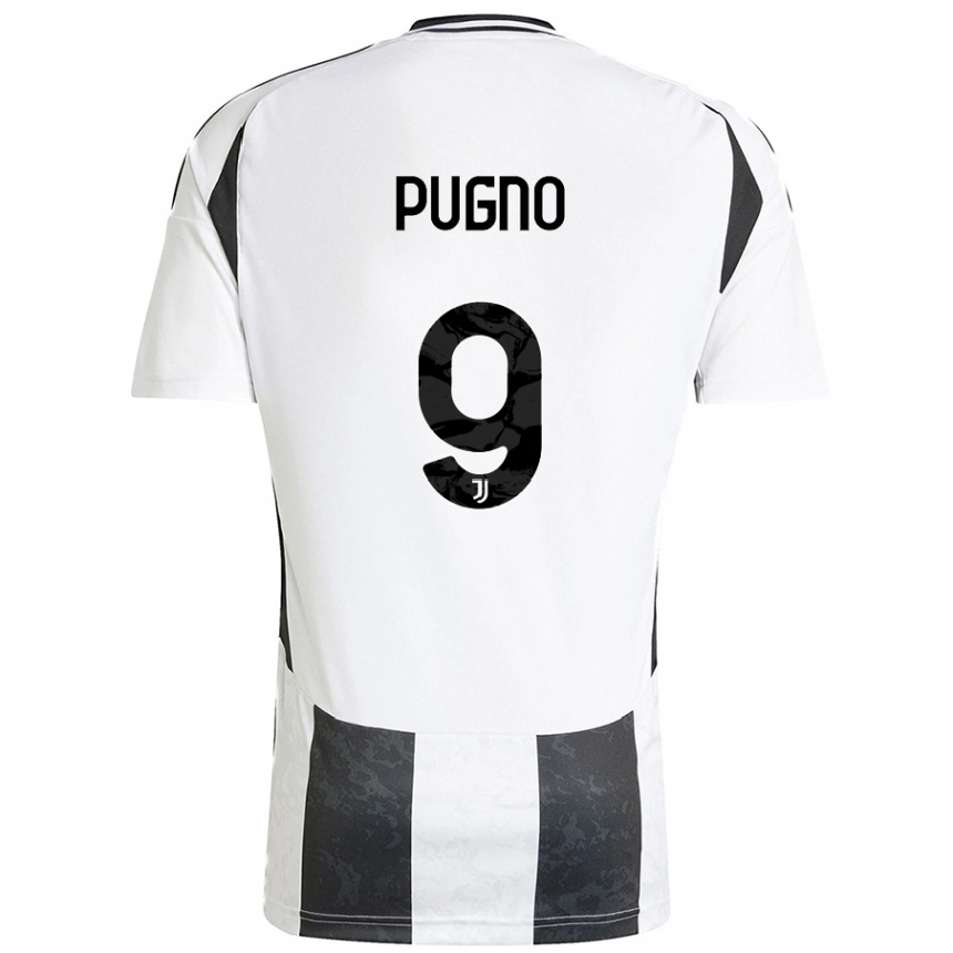 Hombre Fútbol Camiseta Diego Pugno #9 Blanco Negro 1ª Equipación 2024/25 Argentina