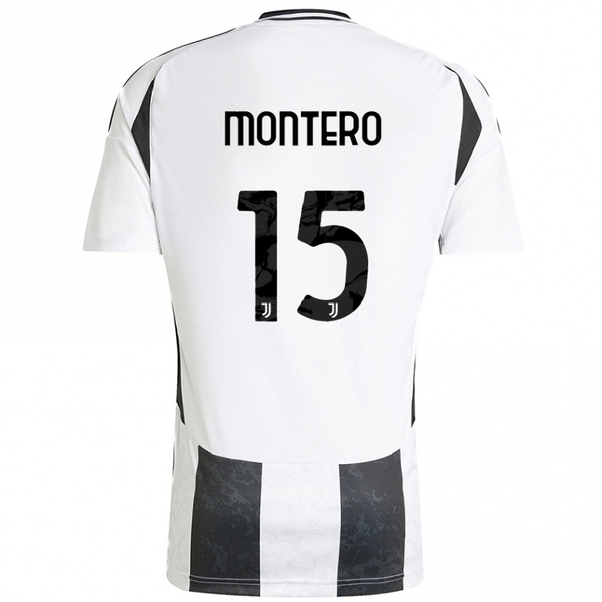 Hombre Fútbol Camiseta Alfonso Montero #15 Blanco Negro 1ª Equipación 2024/25 Argentina