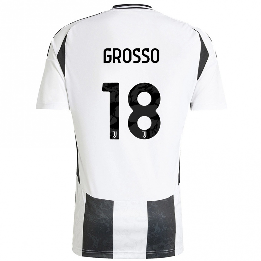 Hombre Fútbol Camiseta Filippo Grosso #18 Blanco Negro 1ª Equipación 2024/25 Argentina