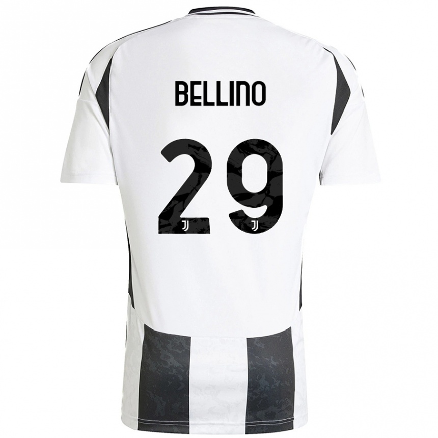 Hombre Fútbol Camiseta Filippo Bellino #29 Blanco Negro 1ª Equipación 2024/25 Argentina