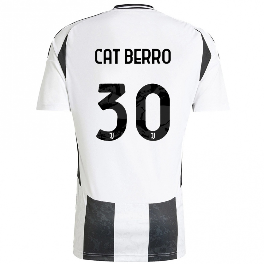 Hombre Fútbol Camiseta Simone Cat Berro #30 Blanco Negro 1ª Equipación 2024/25 Argentina