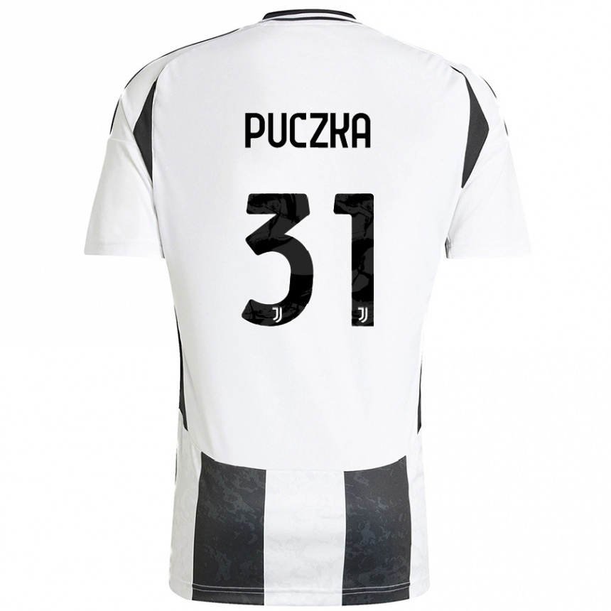 Hombre Fútbol Camiseta David Puczka #31 Blanco Negro 1ª Equipación 2024/25 Argentina