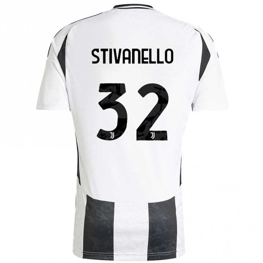 Hombre Fútbol Camiseta Riccardo Stivanello #32 Blanco Negro 1ª Equipación 2024/25 Argentina