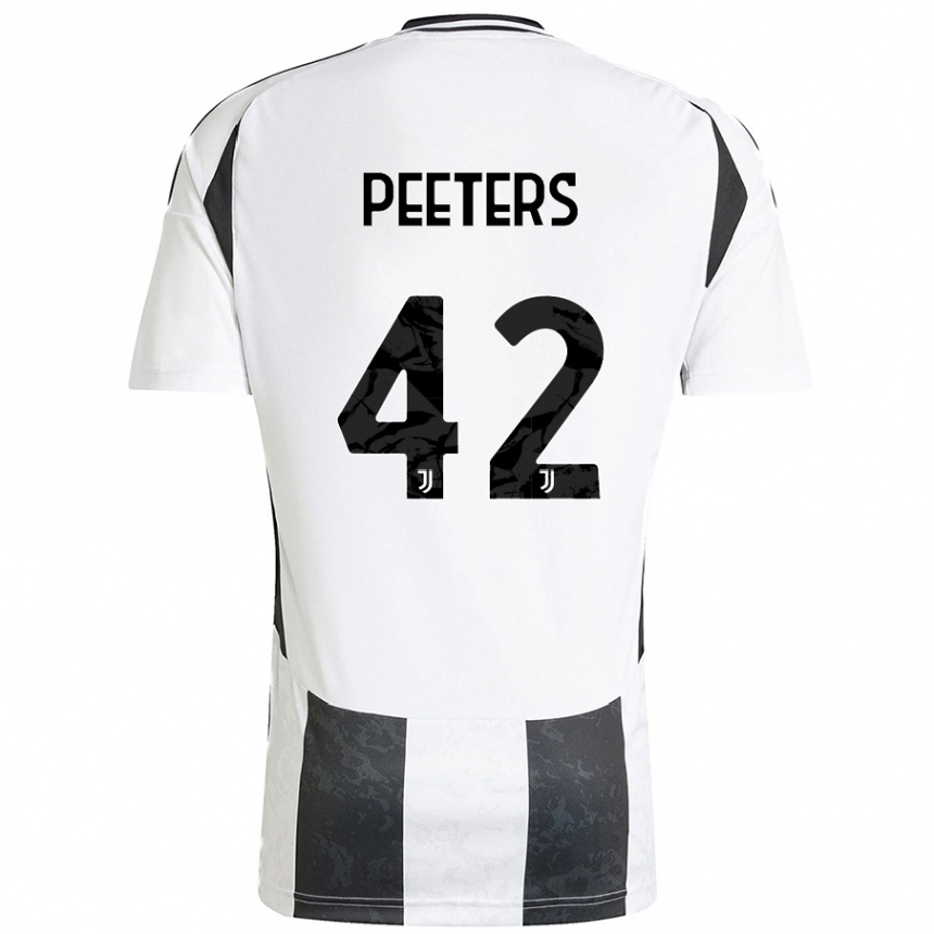 Hombre Fútbol Camiseta Daouda Peeters #42 Blanco Negro 1ª Equipación 2024/25 Argentina