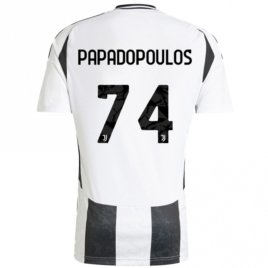 Hombre Fútbol Camiseta Christos Papadopoulos #74 Blanco Negro 1ª Equipación 2024/25 Argentina