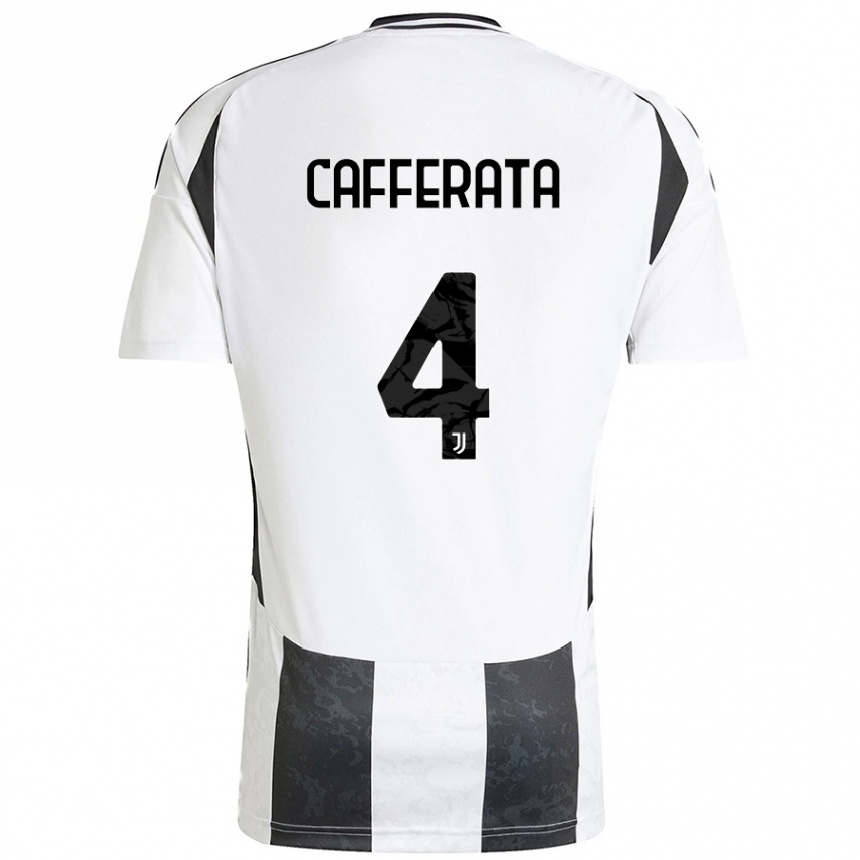 Hombre Fútbol Camiseta Federica Cafferata #4 Blanco Negro 1ª Equipación 2024/25 Argentina