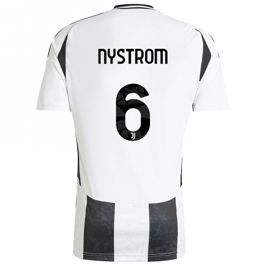 Hombre Fútbol Camiseta Paulina Nyström #6 Blanco Negro 1ª Equipación 2024/25 Argentina