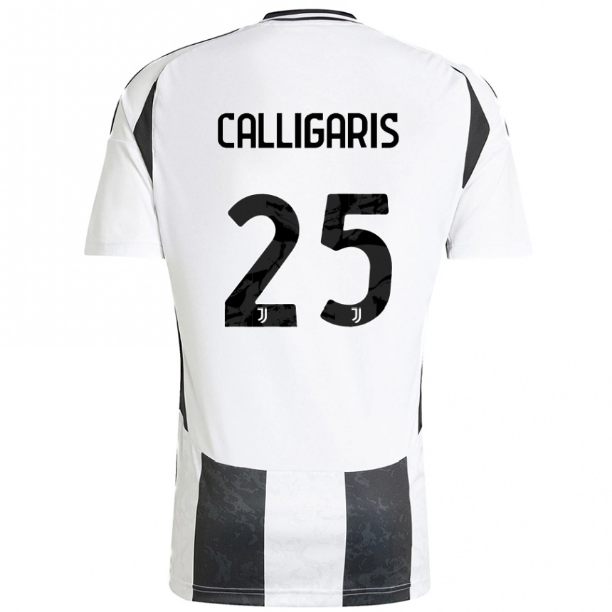 Hombre Fútbol Camiseta Viola Calligaris #25 Blanco Negro 1ª Equipación 2024/25 Argentina