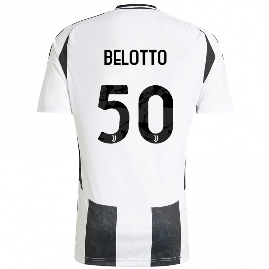 Hombre Fútbol Camiseta Soledad Belotto #50 Blanco Negro 1ª Equipación 2024/25 Argentina