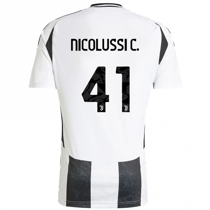 Hombre Fútbol Camiseta Hans Nicolussi Caviglia #41 Blanco Negro 1ª Equipación 2024/25 Argentina