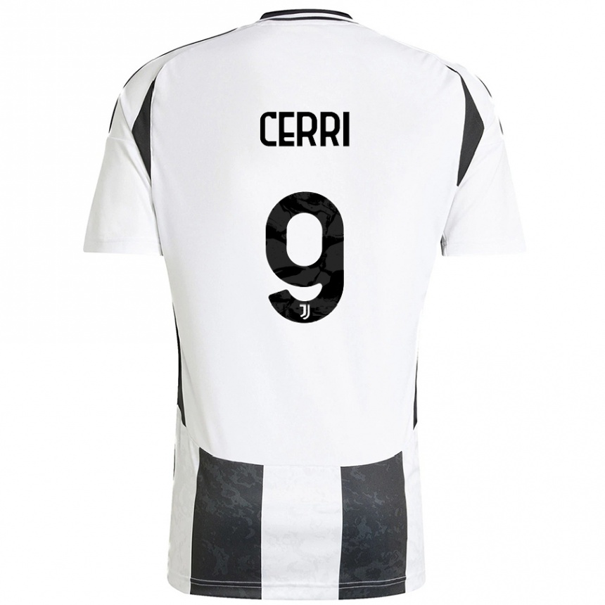 Hombre Fútbol Camiseta Leonardo Cerri #9 Blanco Negro 1ª Equipación 2024/25 Argentina