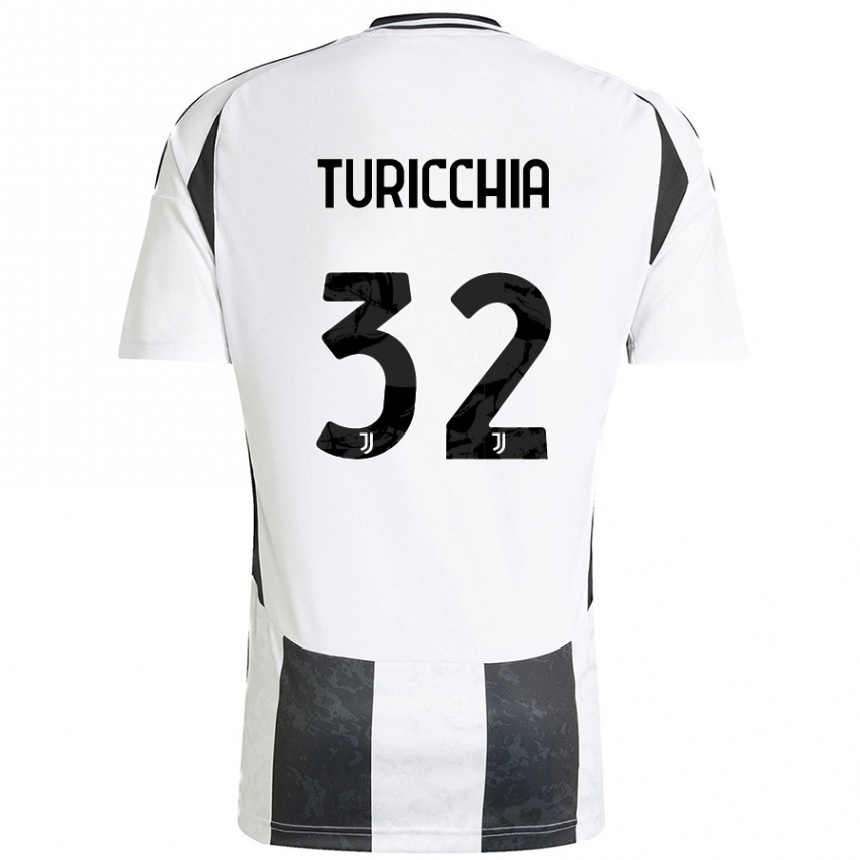 Hombre Fútbol Camiseta Riccardo Turicchia #32 Blanco Negro 1ª Equipación 2024/25 Argentina