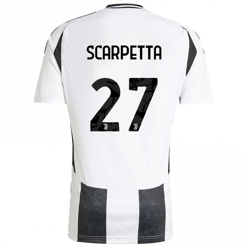 Hombre Fútbol Camiseta Jacopo Scarpetta #27 Blanco Negro 1ª Equipación 2024/25 Argentina