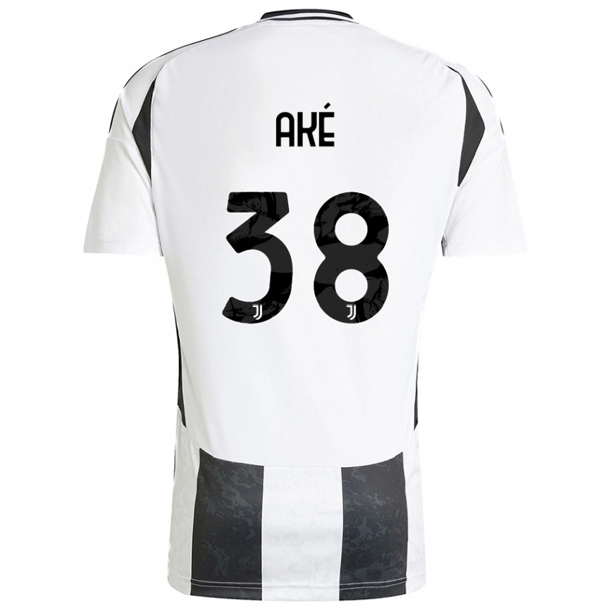 Hombre Fútbol Camiseta Marley Ake #38 Blanco Negro 1ª Equipación 2024/25 Argentina