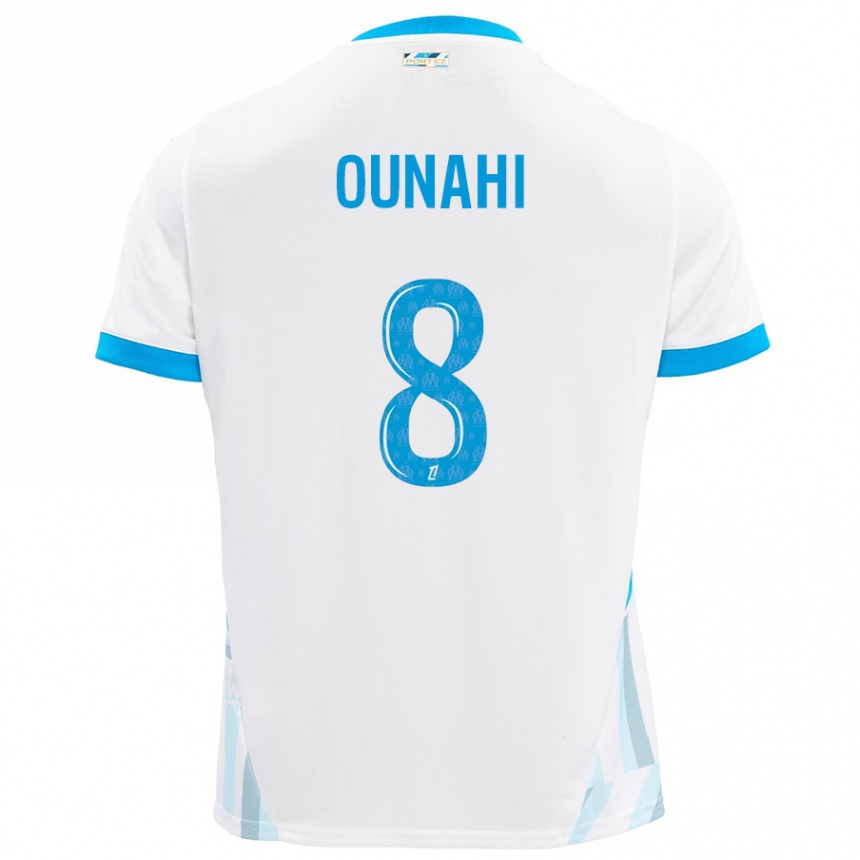 Hombre Fútbol Camiseta Azzedine Ounahi #8 Blanco Azul Cielo 1ª Equipación 2024/25 Argentina