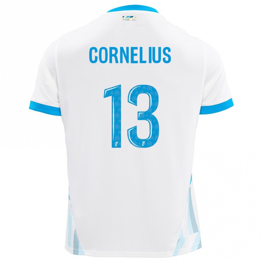 Hombre Fútbol Camiseta Derek Cornelius #13 Blanco Azul Cielo 1ª Equipación 2024/25 Argentina