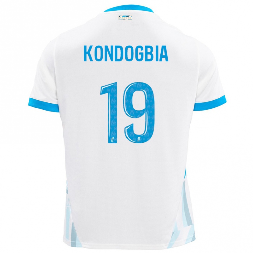 Hombre Fútbol Camiseta Geoffrey Kondogbia #19 Blanco Azul Cielo 1ª Equipación 2024/25 Argentina