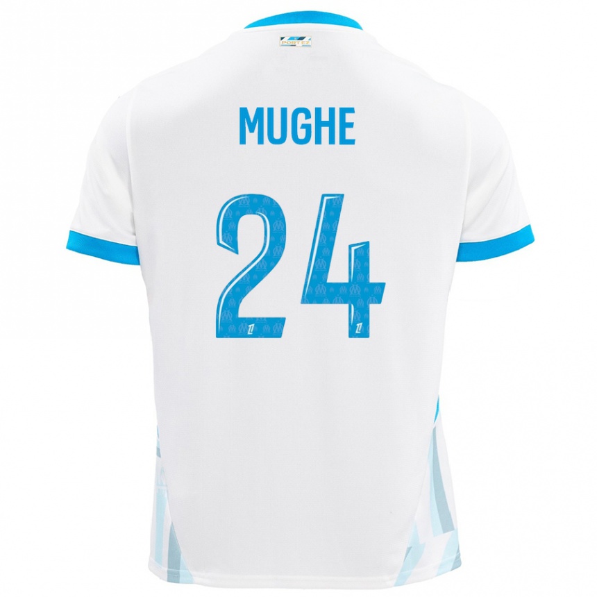 Hombre Fútbol Camiseta François Mughe #24 Blanco Azul Cielo 1ª Equipación 2024/25 Argentina