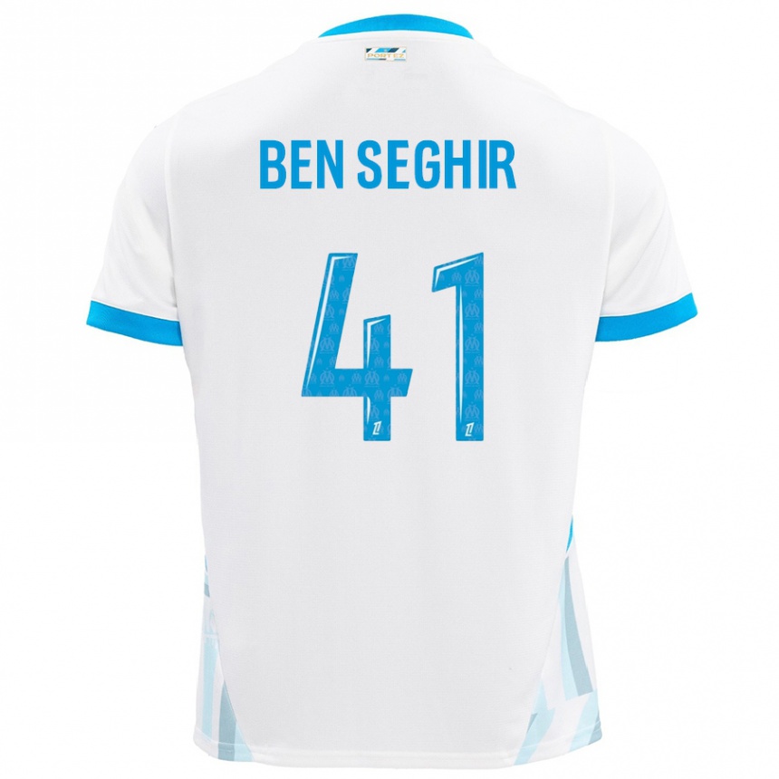 Hombre Fútbol Camiseta Salim Ben Seghir #41 Blanco Azul Cielo 1ª Equipación 2024/25 Argentina