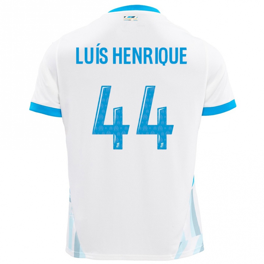 Hombre Fútbol Camiseta Luis Henrique #44 Blanco Azul Cielo 1ª Equipación 2024/25 Argentina