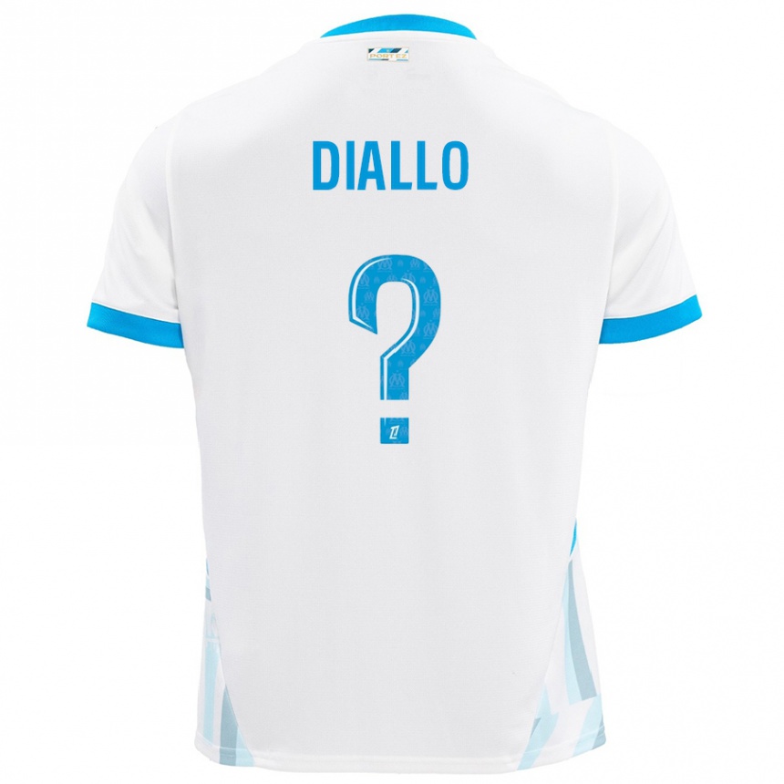 Hombre Fútbol Camiseta Mouhamed Diallo #0 Blanco Azul Cielo 1ª Equipación 2024/25 Argentina