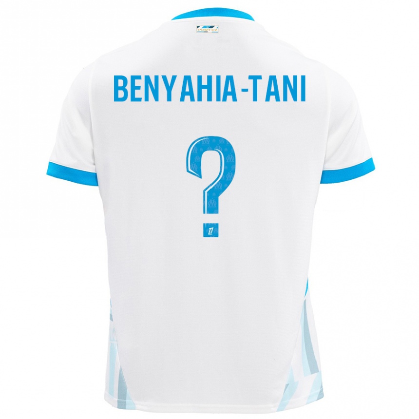 Hombre Fútbol Camiseta Aylan Benyahia-Tani #0 Blanco Azul Cielo 1ª Equipación 2024/25 Argentina