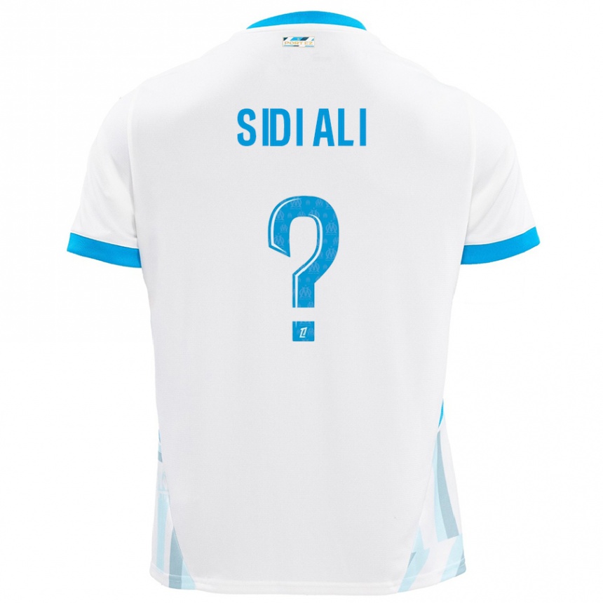 Hombre Fútbol Camiseta Sofiane Sidi Ali #0 Blanco Azul Cielo 1ª Equipación 2024/25 Argentina