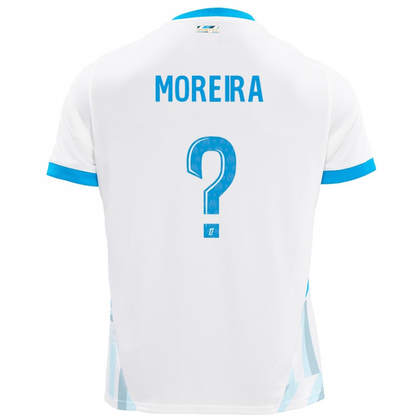 Hombre Fútbol Camiseta Iuri Moreira #0 Blanco Azul Cielo 1ª Equipación 2024/25 Argentina