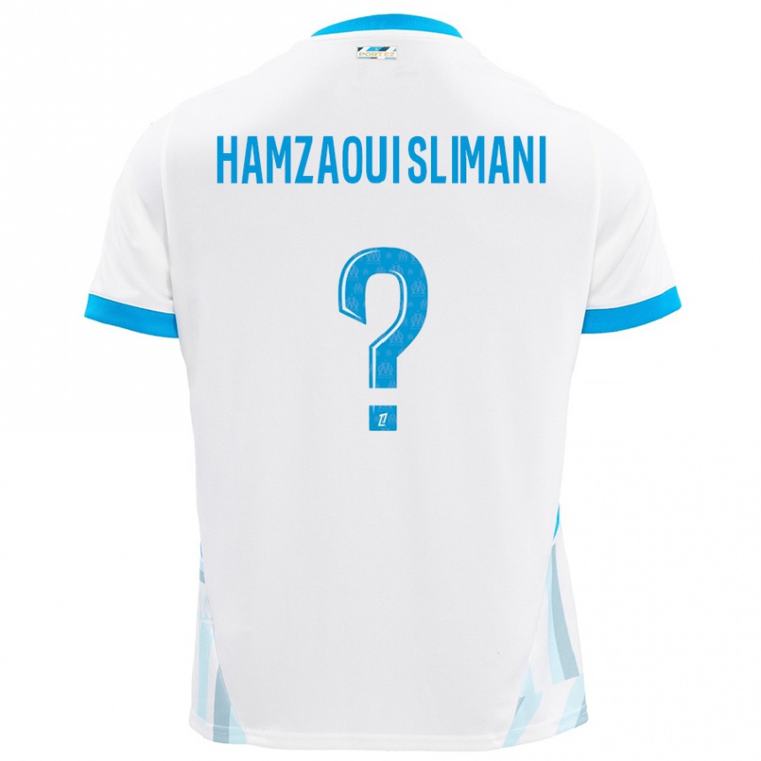 Hombre Fútbol Camiseta Hilan Hamzaoui Slimani #0 Blanco Azul Cielo 1ª Equipación 2024/25 Argentina