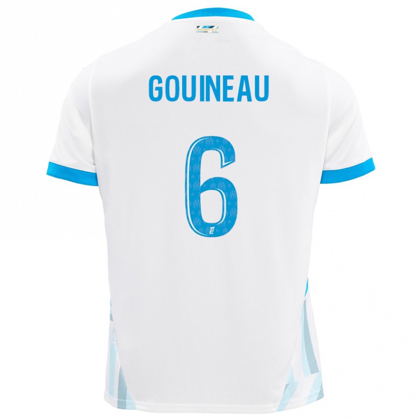 Hombre Fútbol Camiseta Coline Gouineau #6 Blanco Azul Cielo 1ª Equipación 2024/25 Argentina