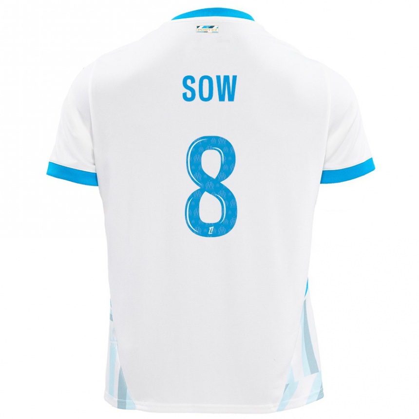 Hombre Fútbol Camiseta Mbayang Sow #8 Blanco Azul Cielo 1ª Equipación 2024/25 Argentina