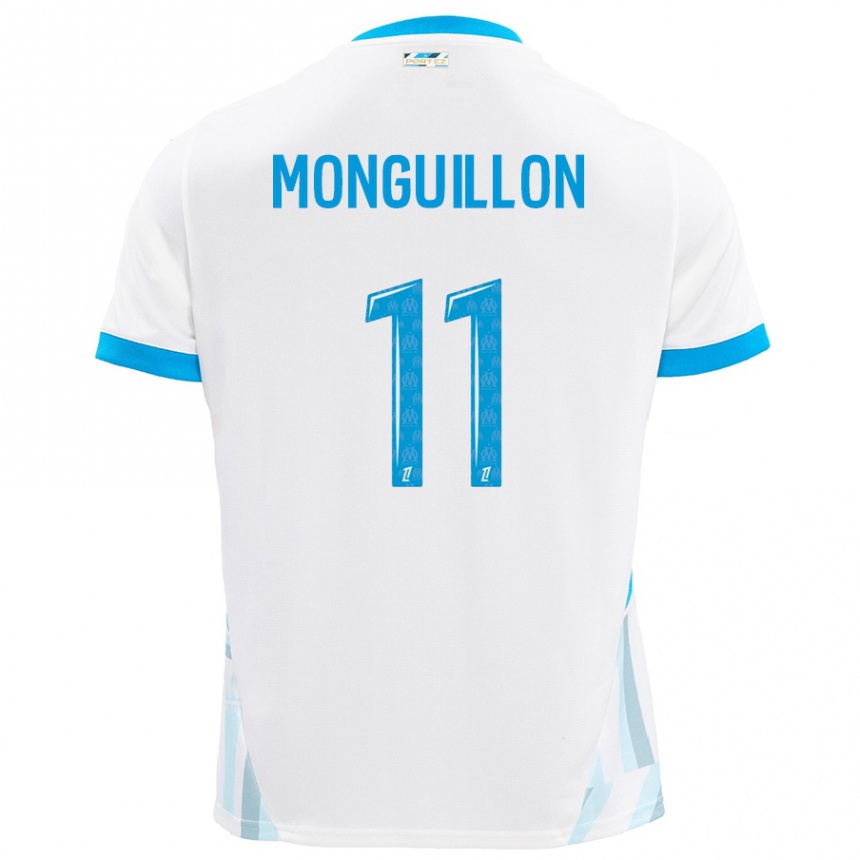 Hombre Fútbol Camiseta Coralie Monguillon #11 Blanco Azul Cielo 1ª Equipación 2024/25 Argentina