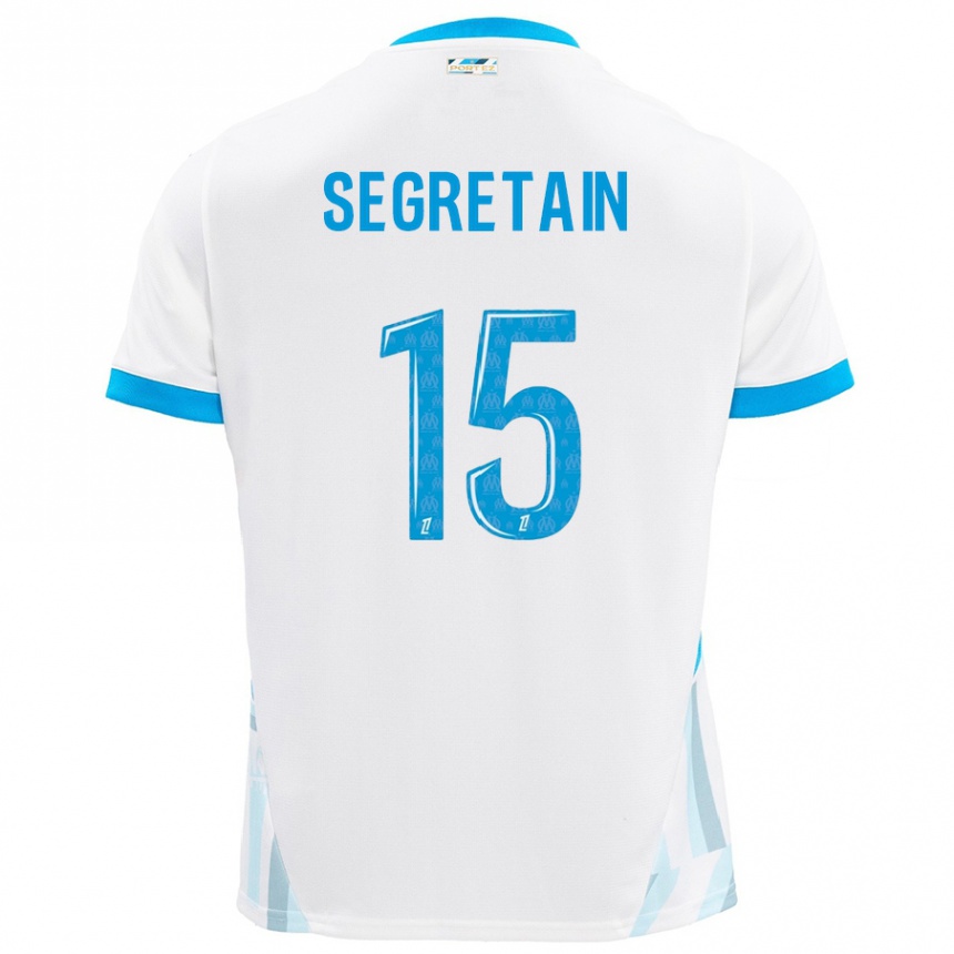 Hombre Fútbol Camiseta Julie Ségrétain #15 Blanco Azul Cielo 1ª Equipación 2024/25 Argentina